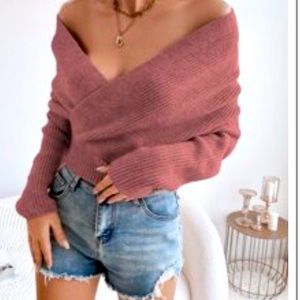 Shein crop sweaters wrap large